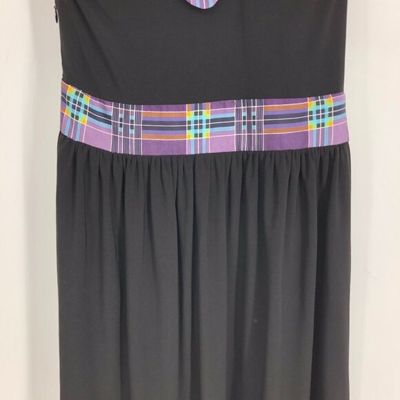 NWT Leona Edmiston Black “Velvet” Purple Plaid Halter Sleeveless Mini Dress 6 - Picture 6 of 14